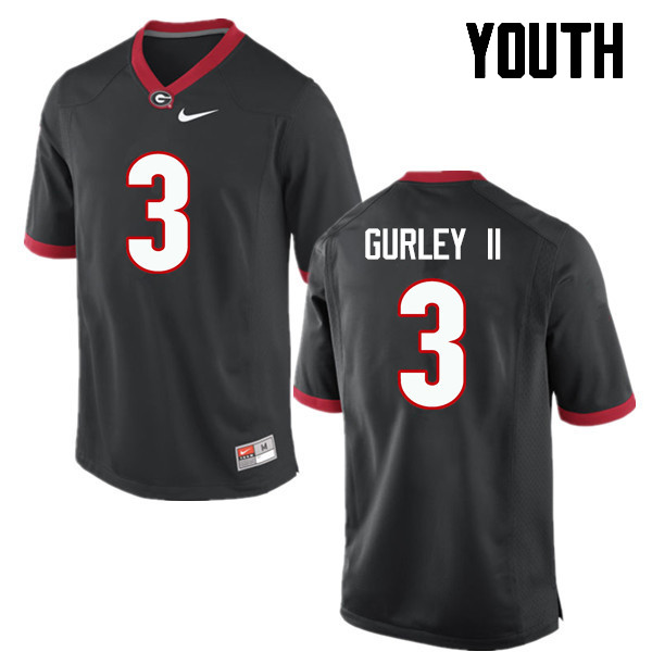 Youth Georgia Bulldogs #3 Todd Gurley II College Football Jerseys-Black